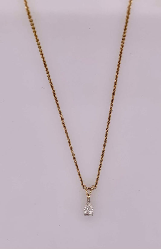 Estate 14K Pear Shape Diamond Pendant
