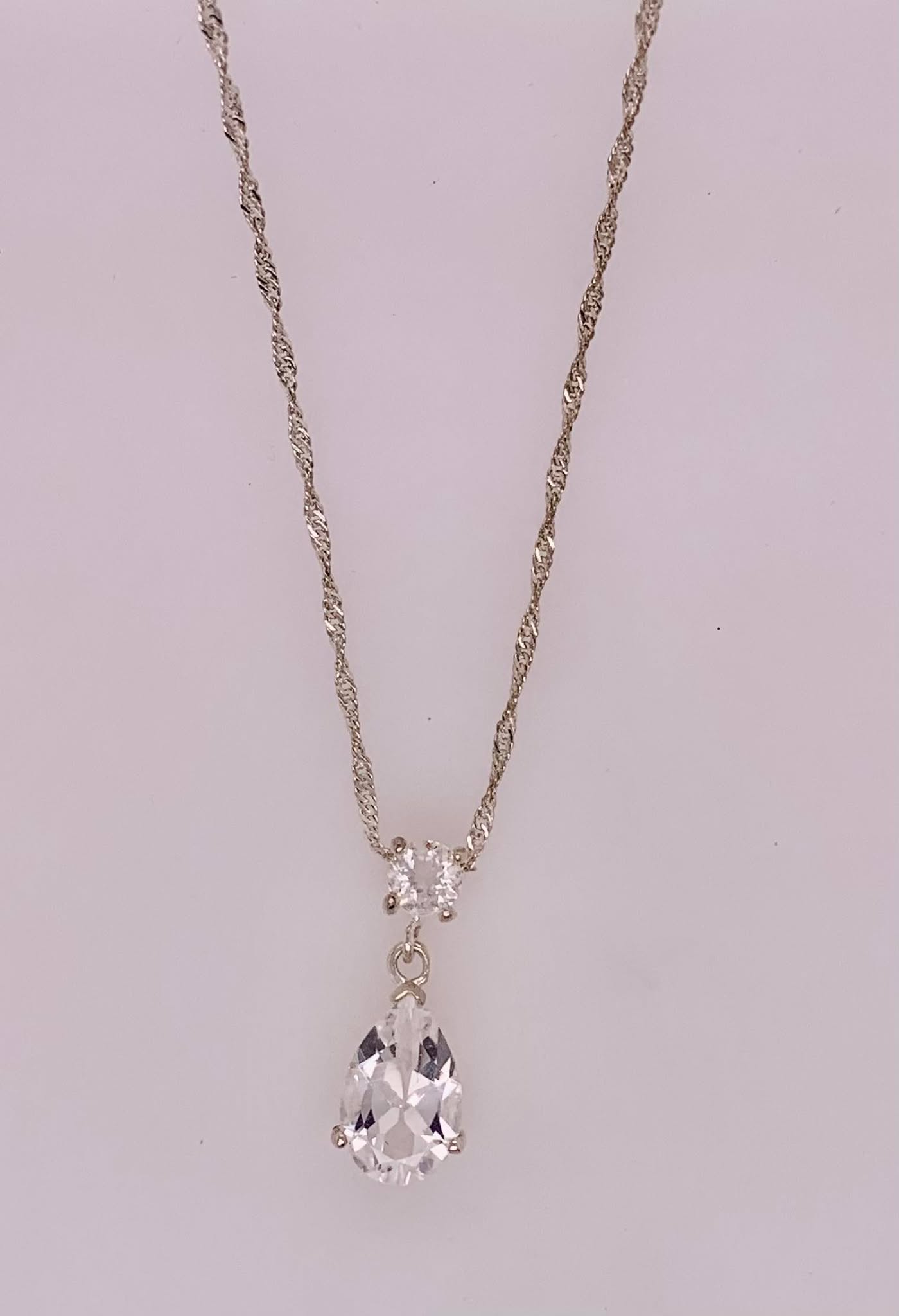 Estate Sterling Silver Cubic Zirconia Necklace