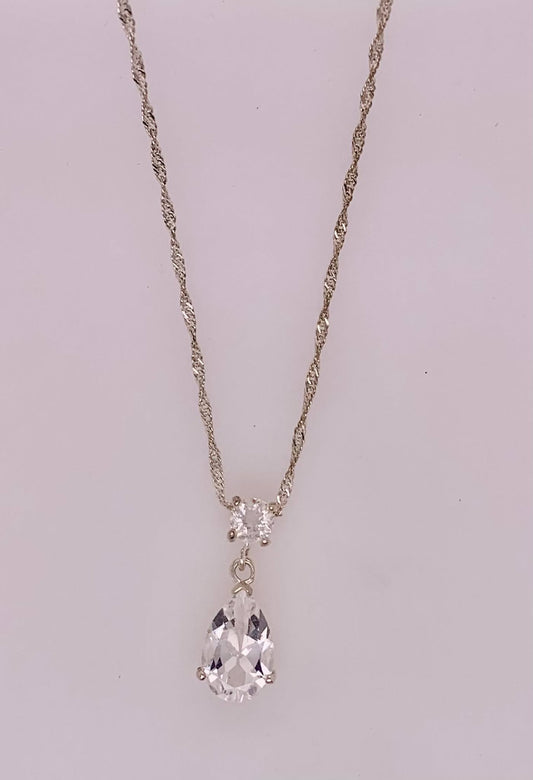 Estate Sterling Silver Cubic Zirconia Necklace
